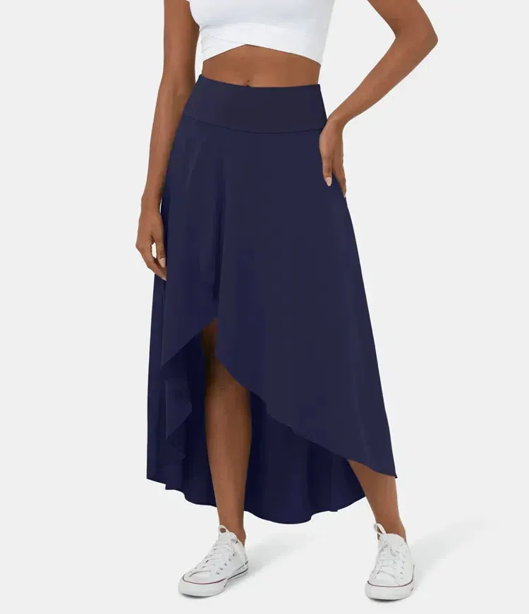 Besandi | 2-in-1 Quick Dry lässiger Midirock mit hoher Taille und nied