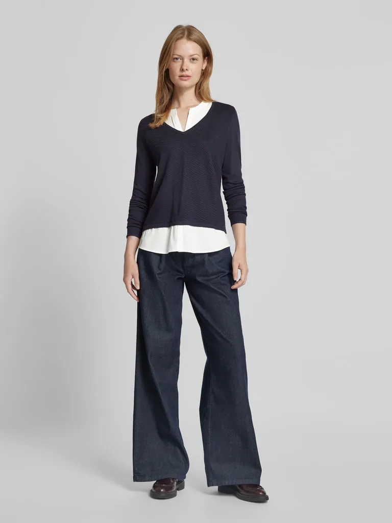 comma Strickpullover mit V-Ausschnitt (marine) online kaufen