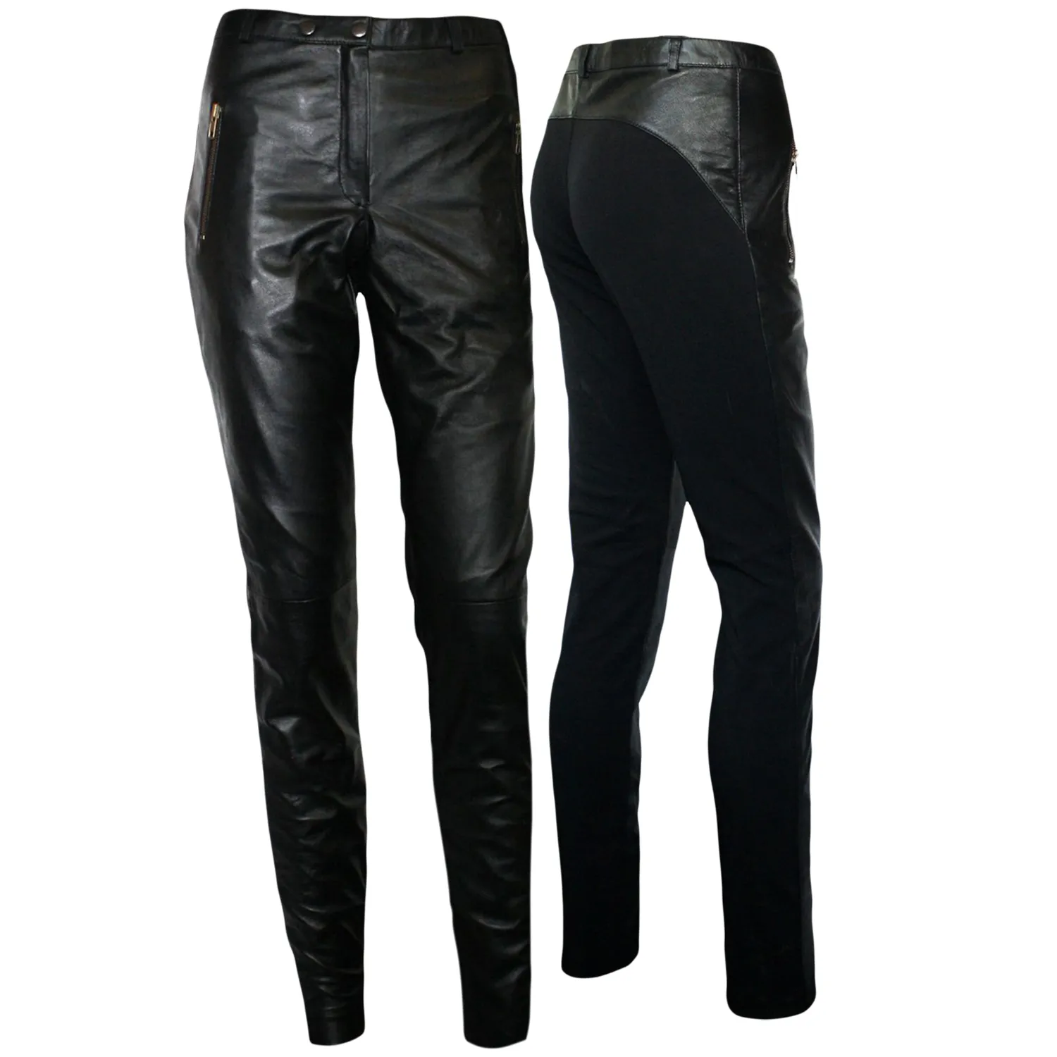Damen Lederhose aus Lammnappa Leder Leggings mit elastan echtleder Hose 