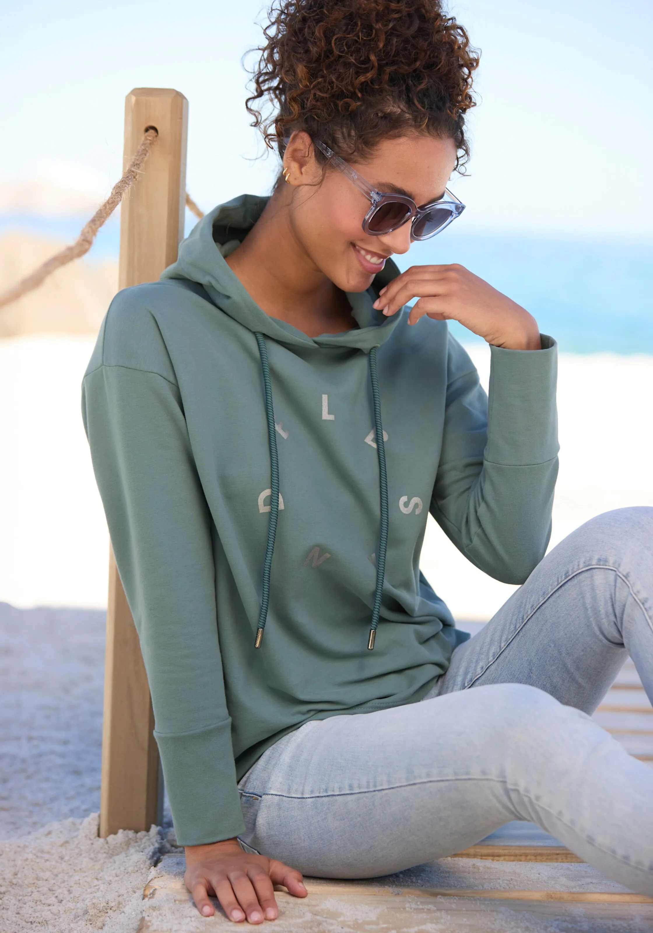 Elbsand Kapuzensweatshirt in petrol