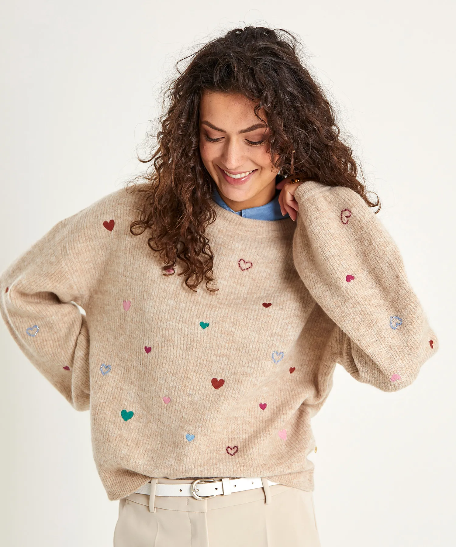 Fabienne Chapot Pullover aus Wollmischung Herzen Lydia