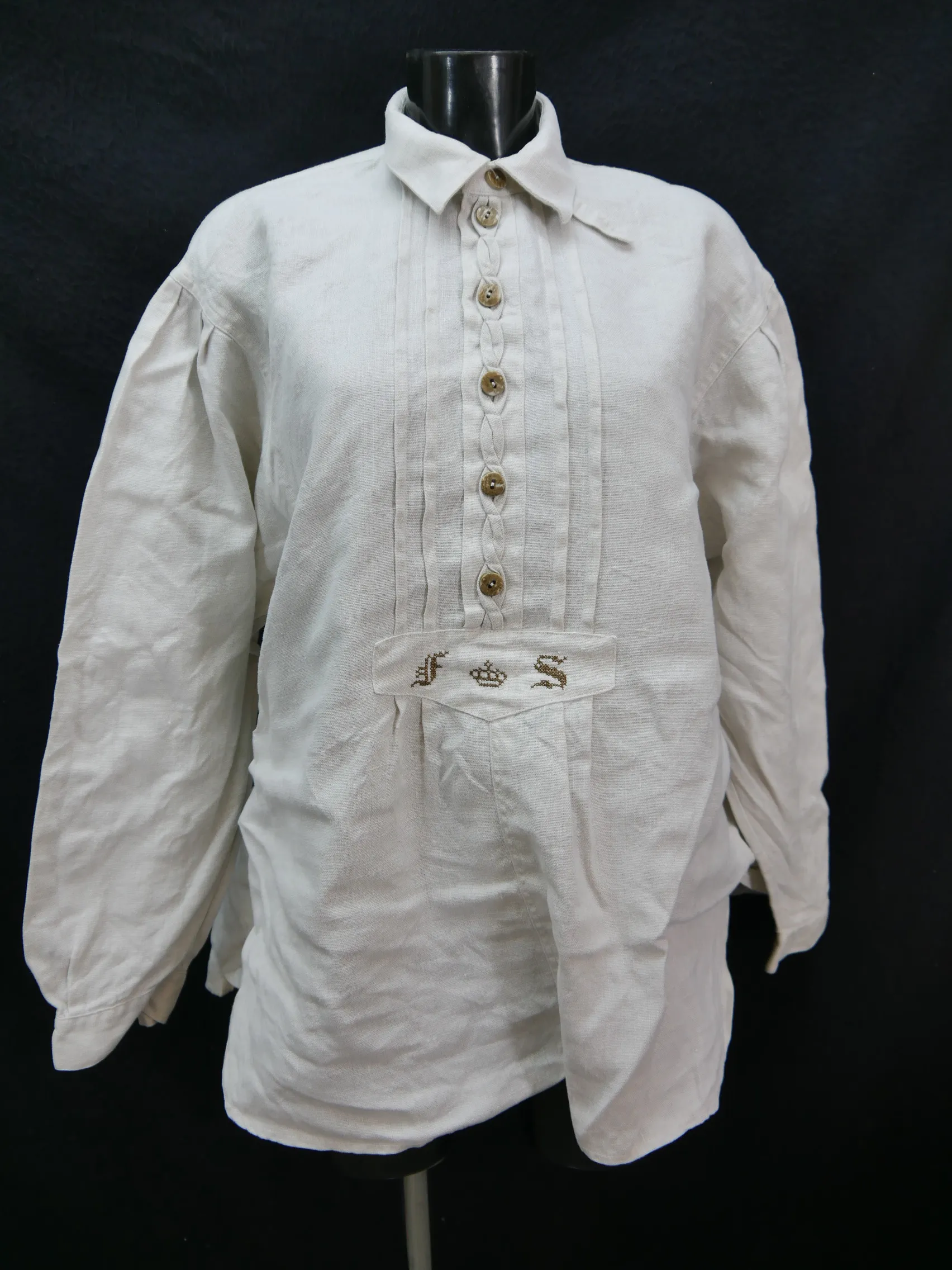 Gr.XL Trachtenhemd Hammerschmid beige Leinen mit Monogramm Motiv Hemd TH2052