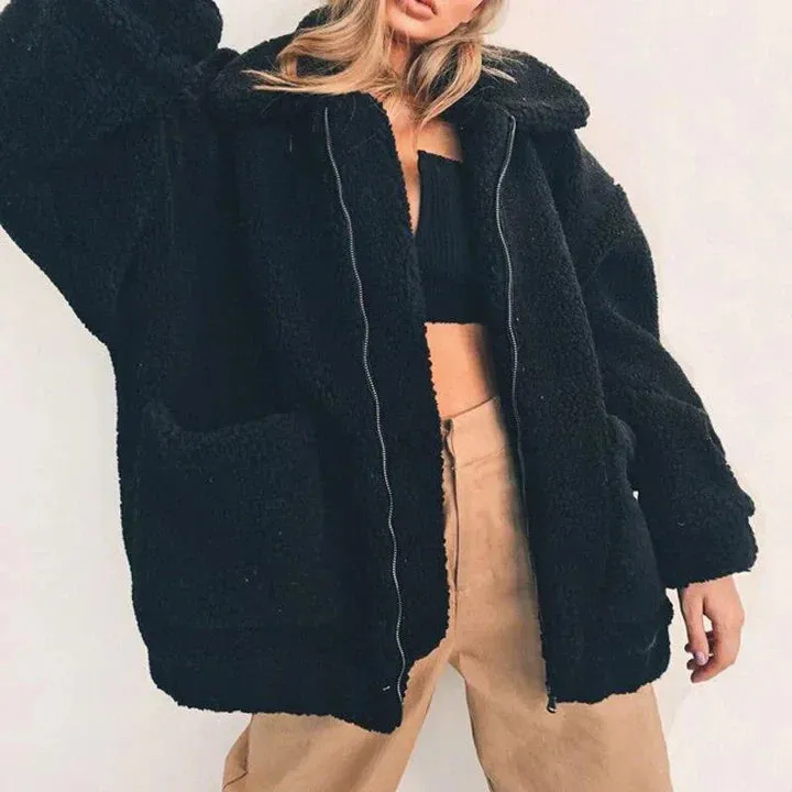 Heidi-Mode | Damen Fleece Sweatshirt mit Weitem Kragen
