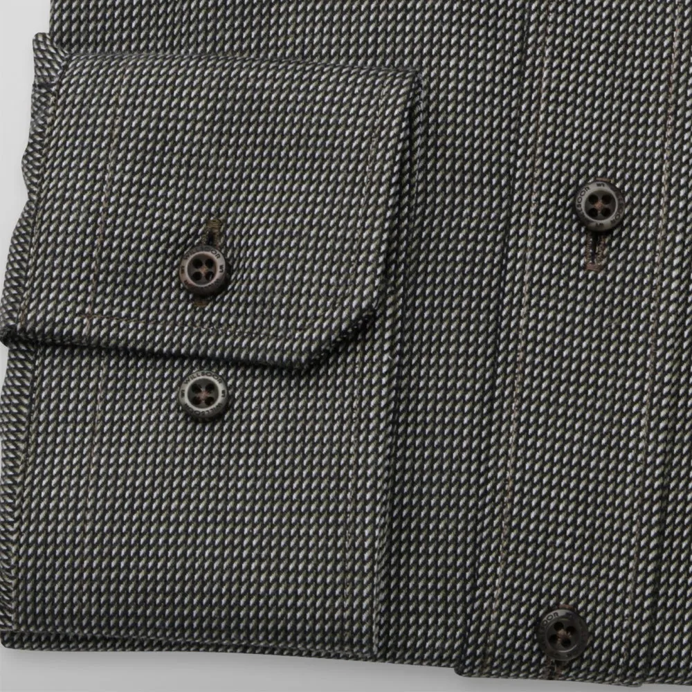 Herren Slim-Fit Hemd mit schwarzem und grünem Muster 12287