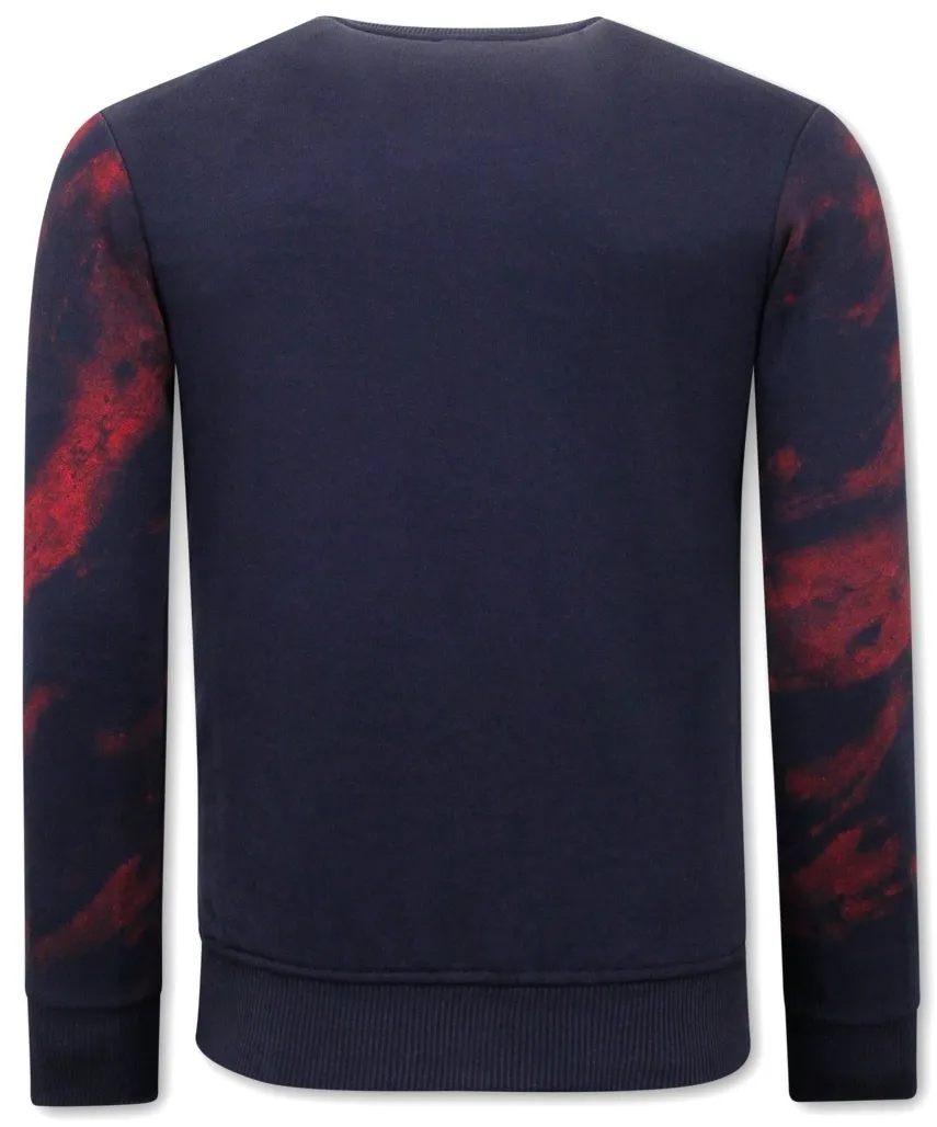 Herren Sweatshirt Skull Tiger - 3680 - Blau