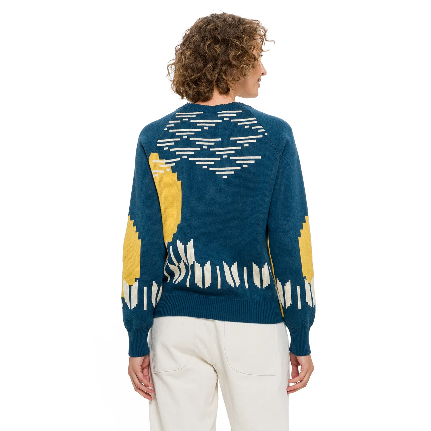 Jacquard-Pullover aus Bio-Baumwolle mit Merinowolle