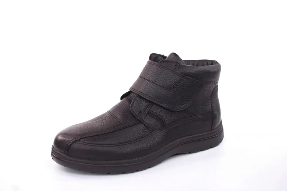 Jomos Herren Stiefelette Leder Lammfell Klettverschluss Comfortwweite H schwarz S22 464503