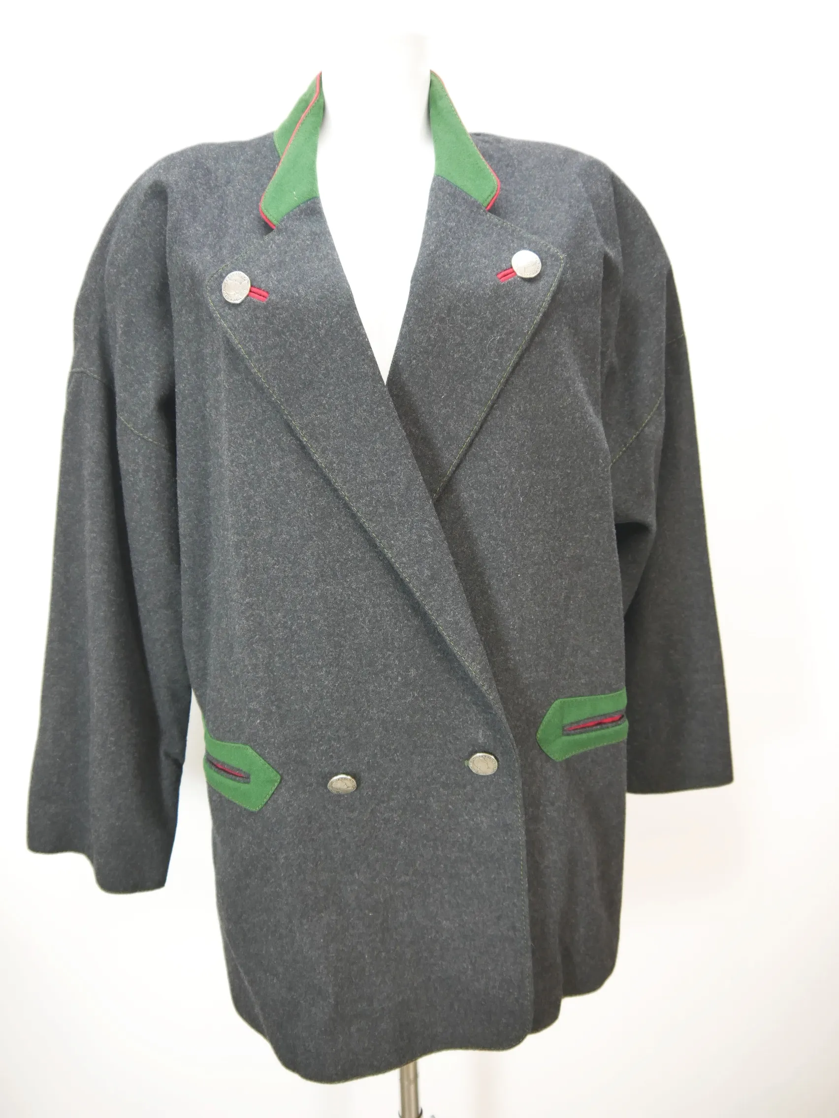 Julius Lang schwarz mit Wappenknopf faszinierender Damen Loden Janker Gr.42