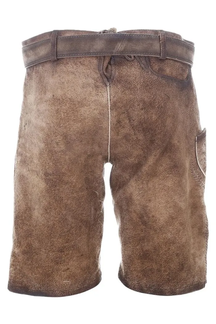 Lederhose Arabica mit Gürtel braun