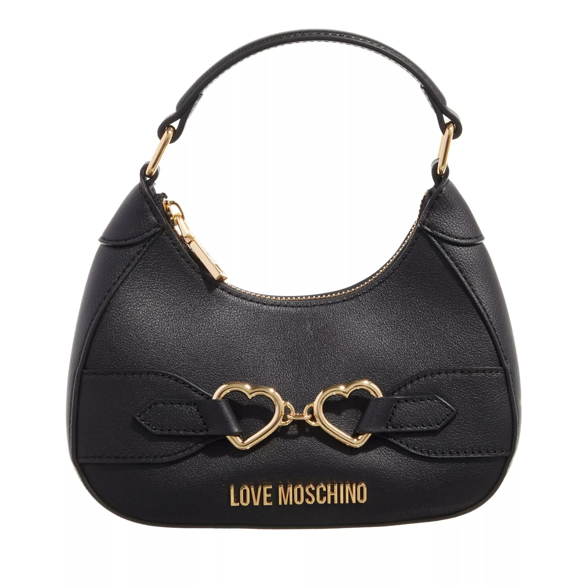   Love Moschino  Double Heart Mini Hobo Black  Hobo Bag 