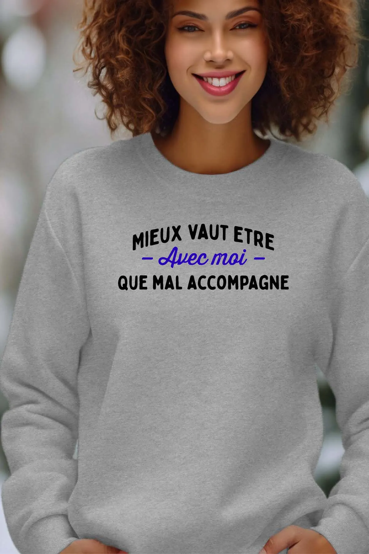 Mit mir in schlechter Gesellschaft – Damen-Sweatshirt mit Rundhalsausschnitt