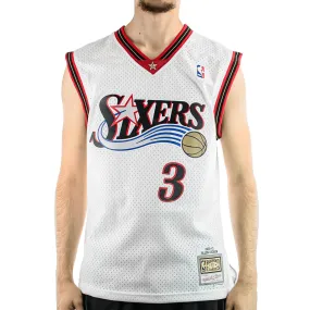 Mitchell & Ness Philadelphia 76ers NBA Allen Iverson #3 2000-01 Swingman Jersey Trikot SMJYGS18200-P76WHIT00AIV - weiss-schwarz-