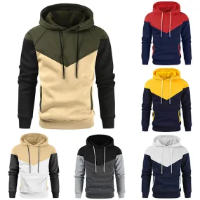 Modisches Langarm-Sweatshirt für Herren mit kontrastierender Kapuze und Kordelzug