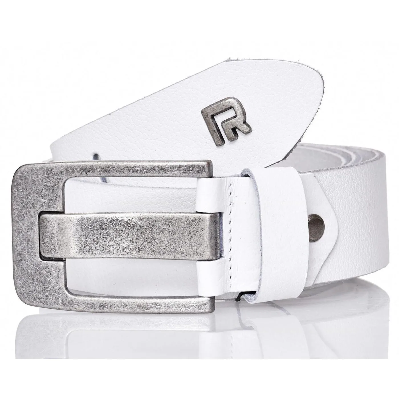 Red Bridge Herren Gürtel Ledergürtel RBC Premium Weiß