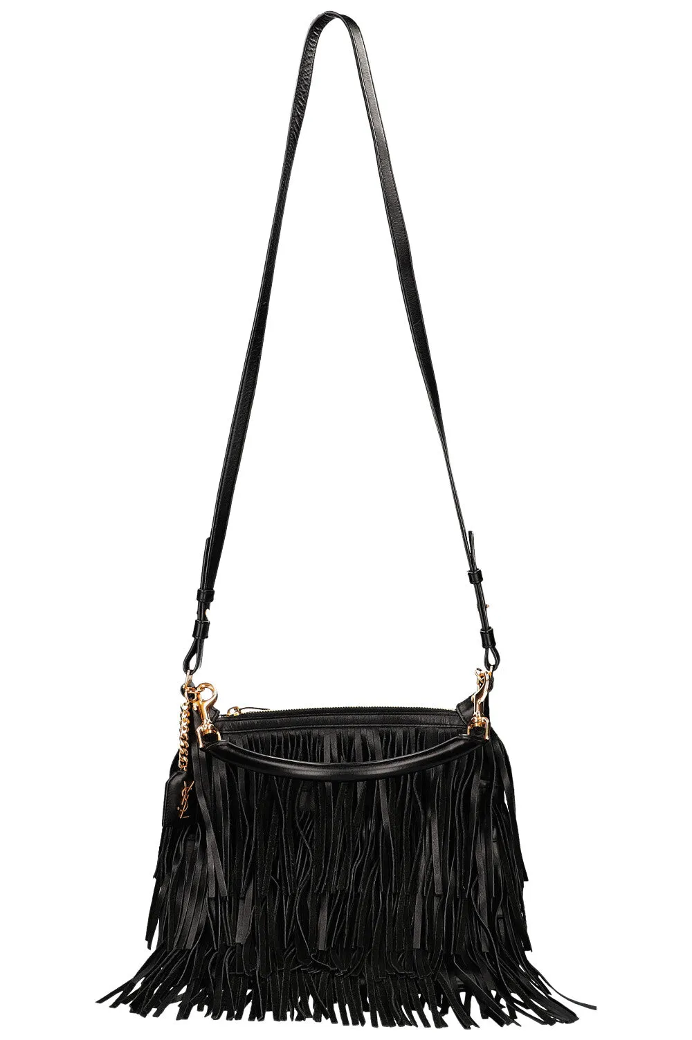 SAINT LAURENT Emmanuelle Hobo Bag Fringes Black
