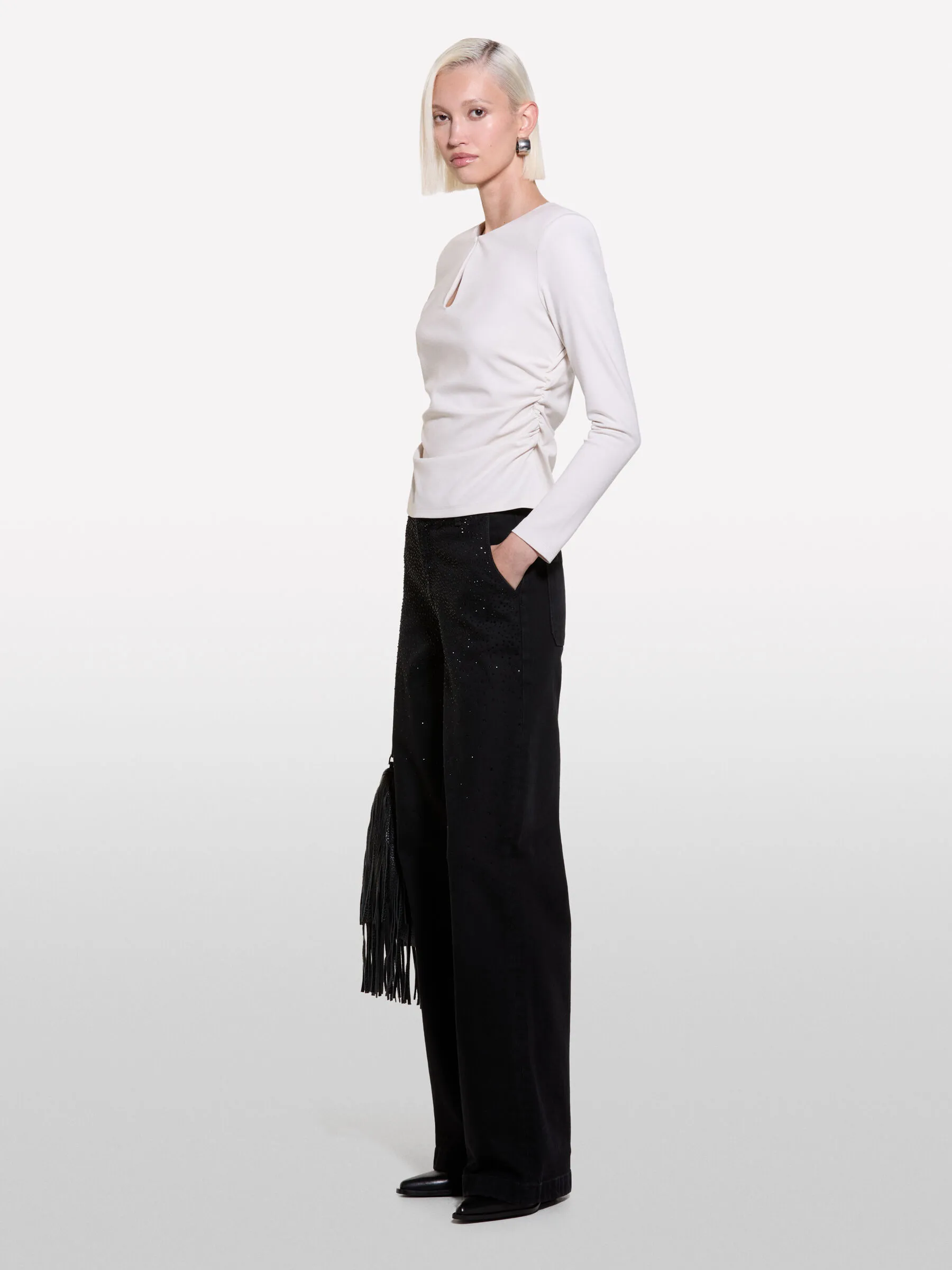Schwarze Jeans mit Strass, Schwarz 