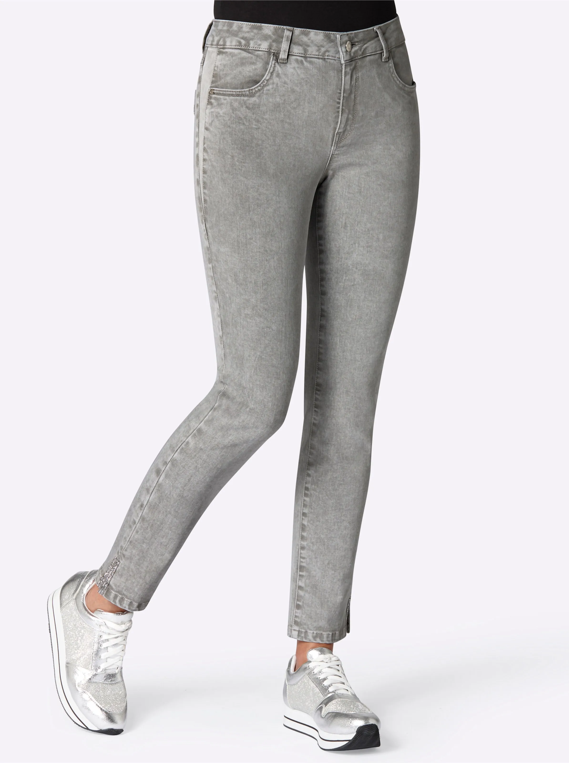 Stretch-Jeans in grey-denim
