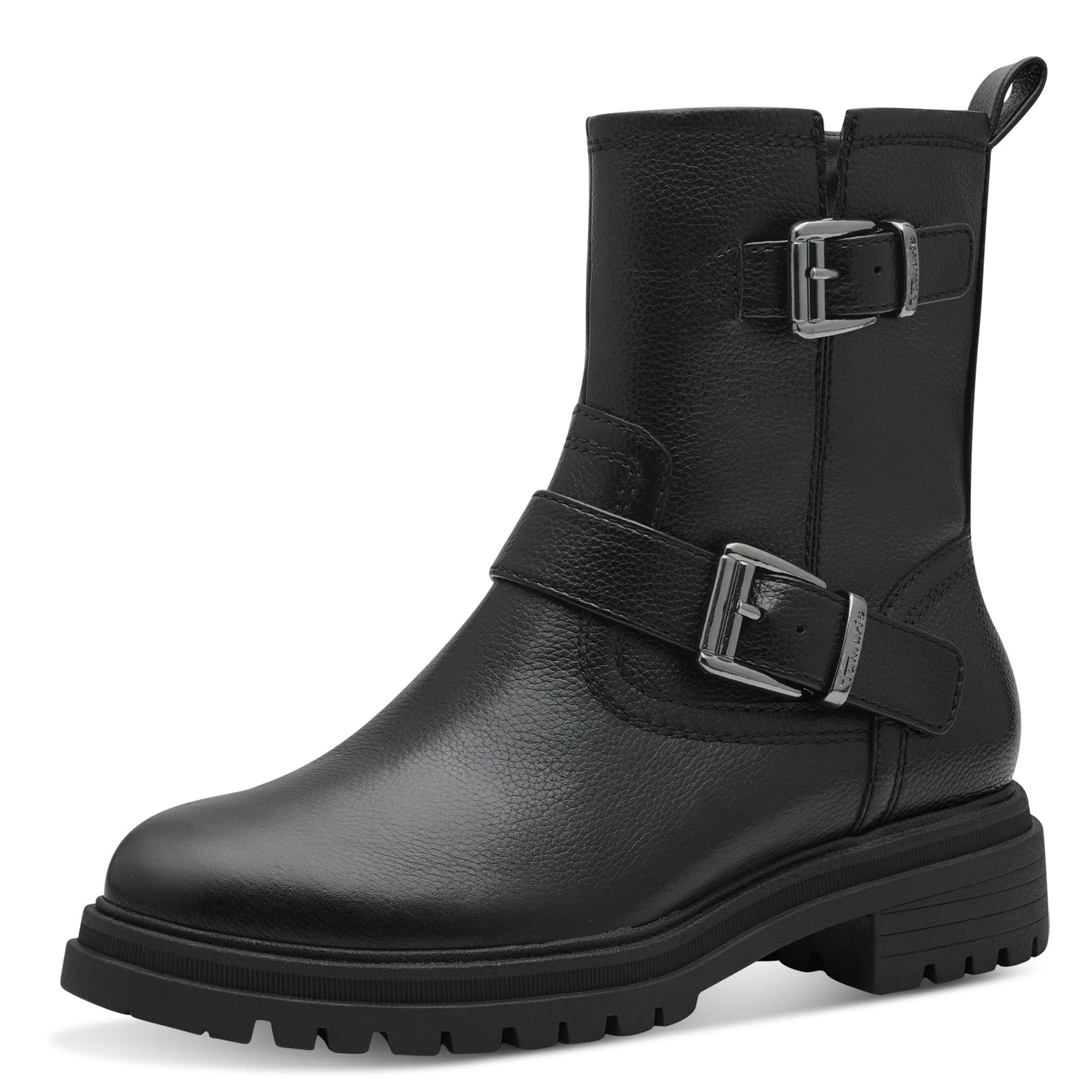 Tamaris Damen Stiefelette Boot Zierriemen Profilsohle Zierschnalle